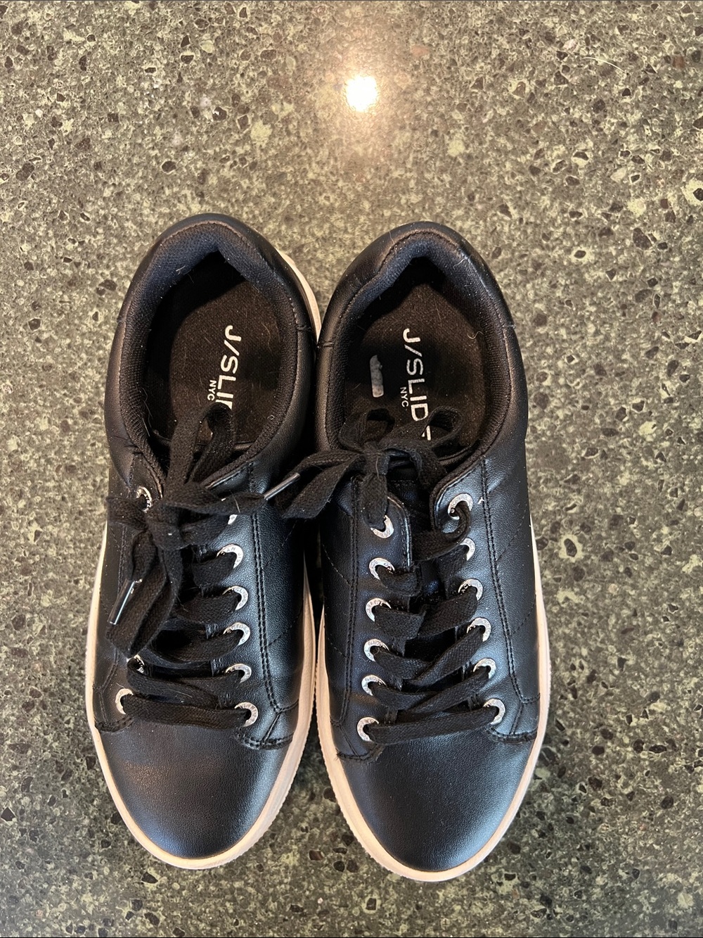 J/SLIDES Black Lace-Up Sneakers with White Sole